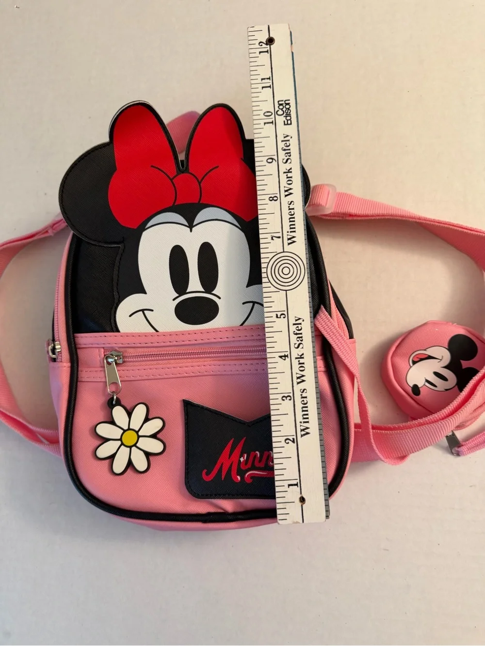 Disney Minnie Mouse Pink Kids Backpack Daisy Charm change purse